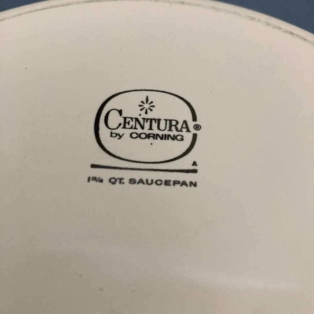 VTG‎ Centura by Corning White 1 3/4 QT Round Saucepan w/Handles- No Lid